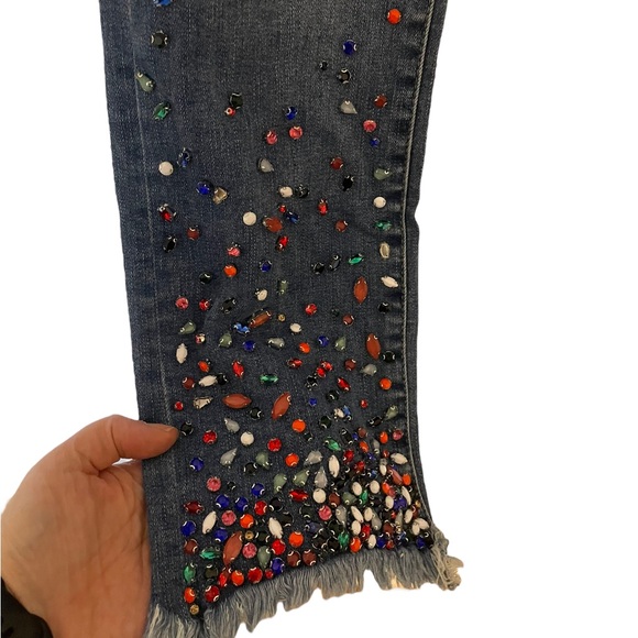 Pilcro and the Letterpress Anthropologie Slim Straight Embellished Jeans 27 - Picture 4 of 8